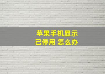 苹果手机显示已停用 怎么办